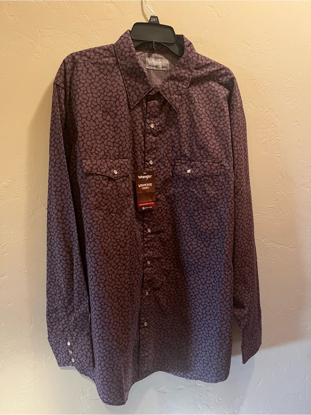 Wrangler Maroon Paisley Western Shirt
